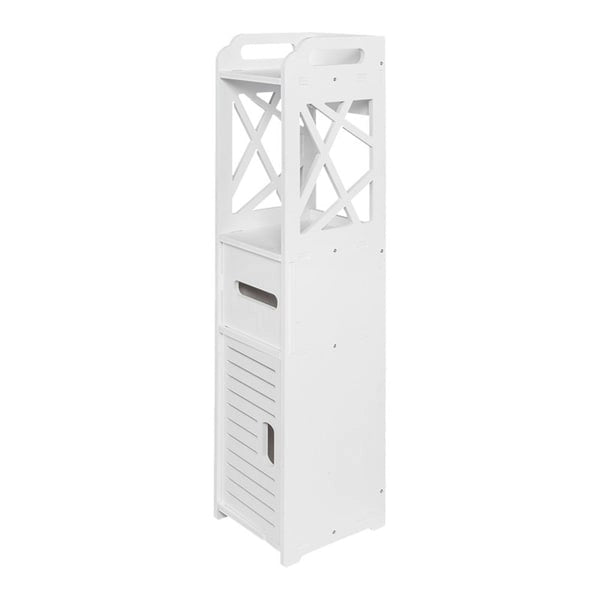 Meuble de rangement de salle de bain à 4 niveaux, étagère autoportante avec 2 portes