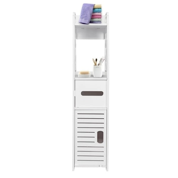Meuble de rangement de salle de bain à 4 niveaux, étagère autoportante avec 2 portes