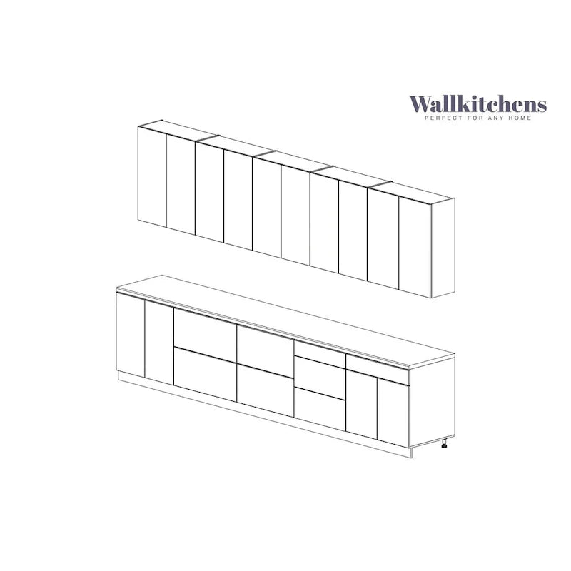 Ensemble d'armoires de cuisine modernes – 3,96 m de large, 153x24, plusieurs coloris