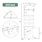 Meuble haut d'angle avec 3 tiroirs et étagères réglables pour salle de bain,