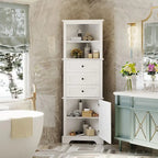 Meuble haut d'angle avec 3 tiroirs et étagères réglables pour salle de bain,