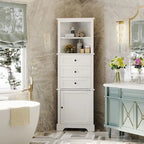 Meuble haut d'angle avec 3 tiroirs et étagères réglables pour salle de bain,