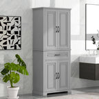 Meuble de rangement de salle de bain avec portes et tiroir, multiples espaces de rangement, étagère réglable