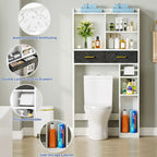 Meuble de rangement de salle de bain au-dessus des toilettes avec tiroirs et étagères