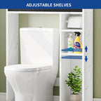 Meuble de rangement de salle de bain au-dessus des toilettes avec tiroirs et étagères