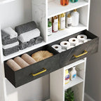 Meuble de rangement de salle de bain au-dessus des toilettes avec tiroirs et étagères