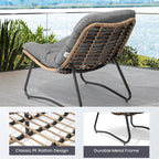Fauteuil Papasan en rotin PE avec coussin pour intérieur et extérieur