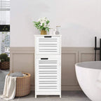 Meuble de rangement pour linge de salle de bain blanc avec porte ventilée et tiroir - 14.7L x 11.13W x 32.12H