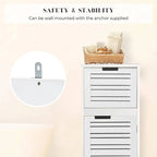 Meuble de rangement pour linge de salle de bain blanc avec porte ventilée et tiroir - 14.7L x 11.13W x 32.12H