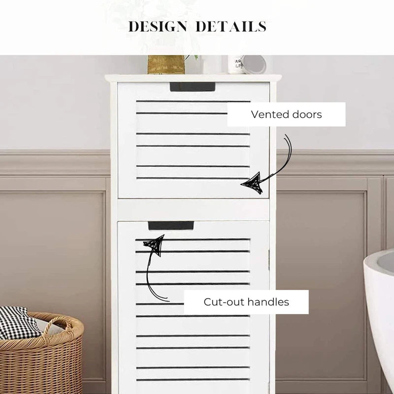 Meuble de rangement pour linge de salle de bain blanc avec porte ventilée et tiroir - 14.7L x 11.13W x 32.12H
