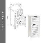Meuble de rangement pour linge de salle de bain blanc avec porte ventilée et tiroir - 14.7L x 11.13W x 32.12H