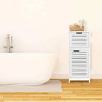 Meuble de rangement pour linge de salle de bain blanc avec porte ventilée et tiroir - 14.7L x 11.13W x 32.12H