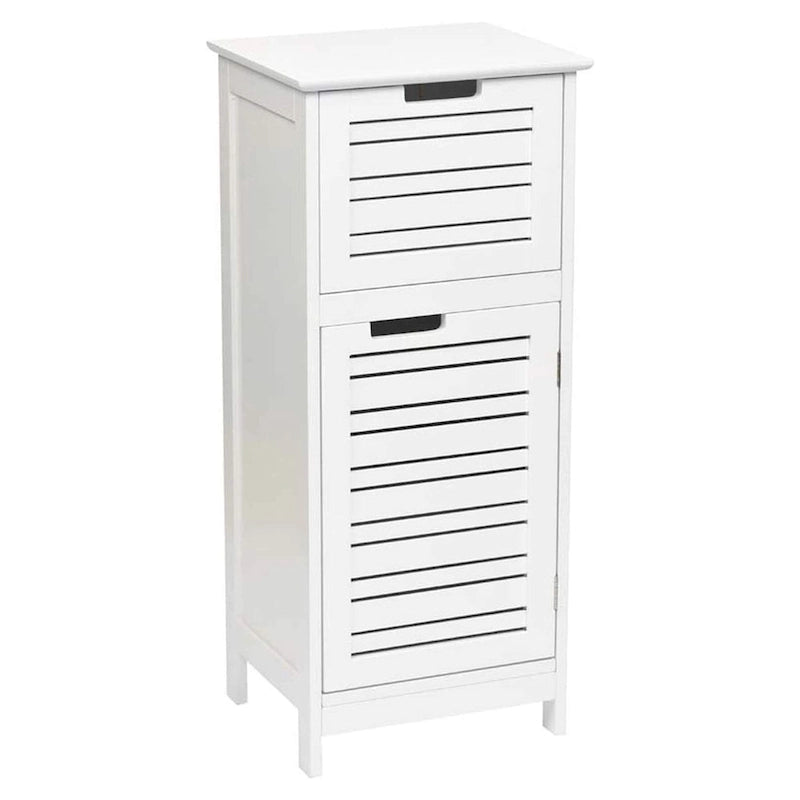 Meuble de rangement pour linge de salle de bain blanc avec porte ventilée et tiroir - 14.7L x 11.13W x 32.12H