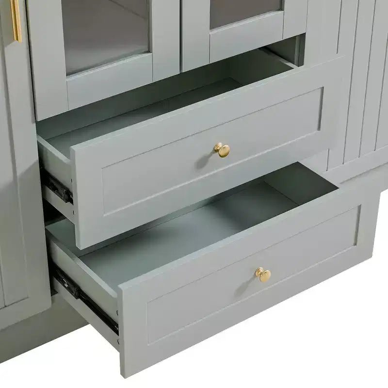 Armoire de rangement de cuisine sur pied Whisen 71H, grand buffet de salle à manger avec 6 portes et étagères réglables