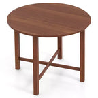 Costway Table de cuisine pliable de 91 cm, Table à manger ronde avec pieds en bois d'hévéa massif