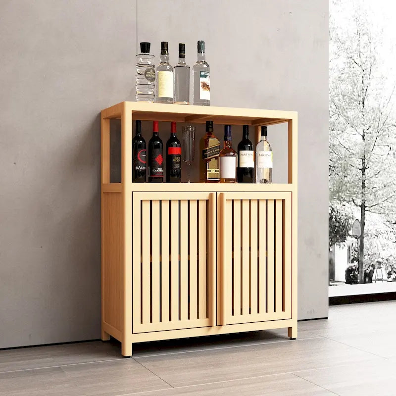 Grand meuble de rangement en bambou pour salle de bain, salon, armoire de rangement en bambou pour salle de bain avec étagères