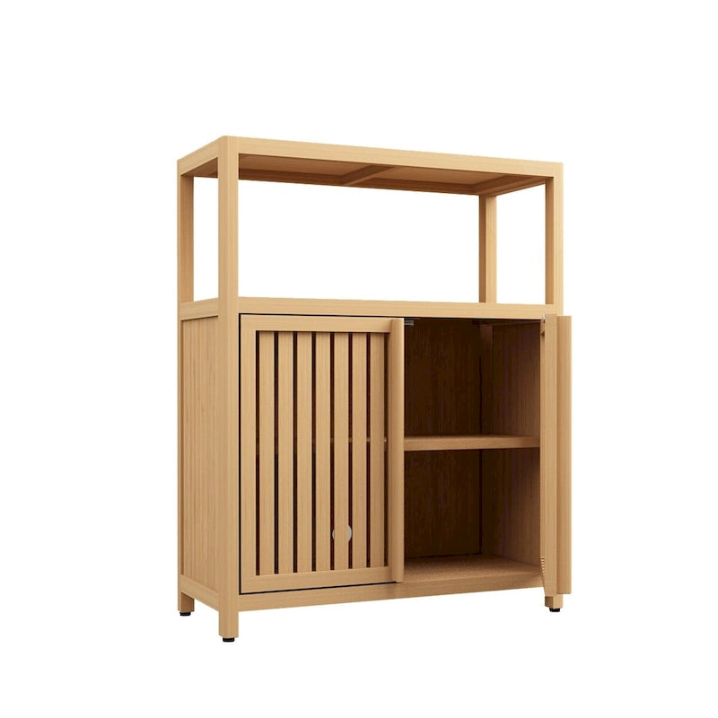 Grand meuble de rangement en bambou pour salle de bain, salon, armoire de rangement en bambou pour salle de bain avec étagères