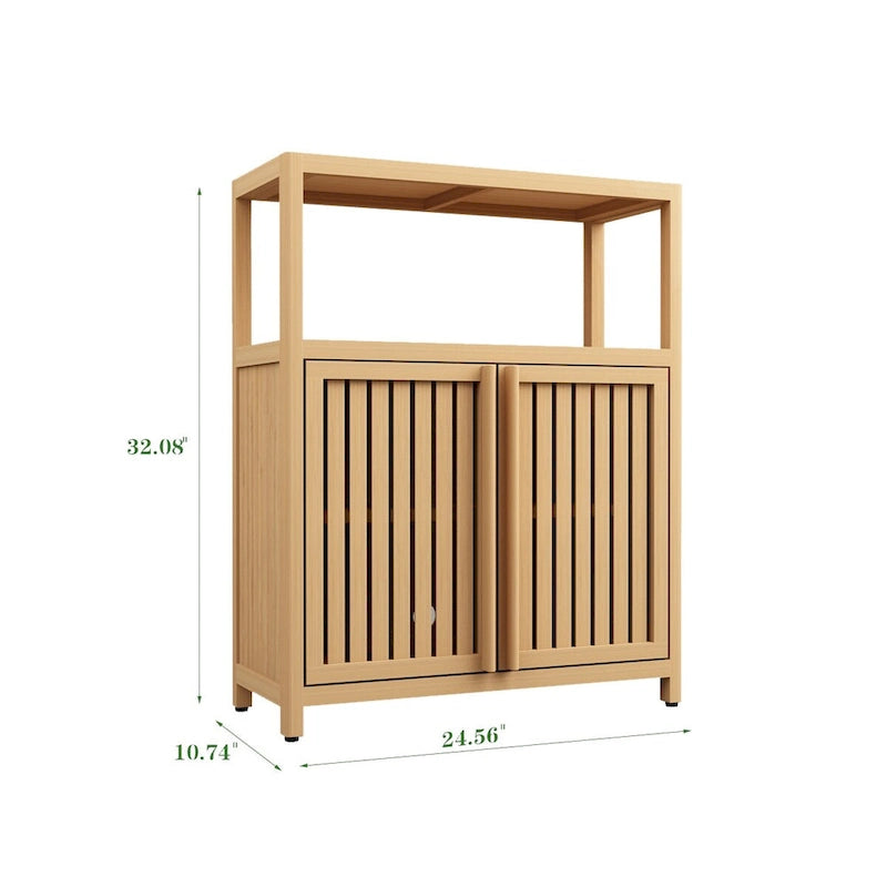 Grand meuble de rangement en bambou pour salle de bain, salon, armoire de rangement en bambou pour salle de bain avec étagères