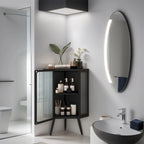 Meuble d'angle bas de 22,25 po avec porte en verre trempé et étagères de rangement