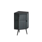 Meuble d'angle bas de 22,25 po avec porte en verre trempé et étagères de rangement
