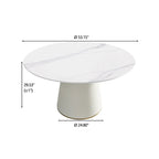Table à manger ronde de 53 po pour 6 personnes avec plateau en pierre sintérisée et plateau tournant