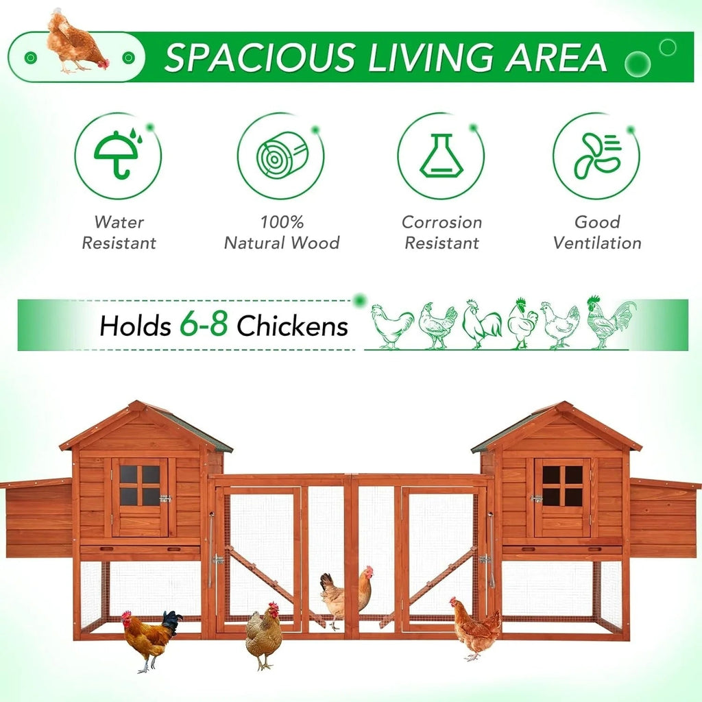 AECOJOY 144 Grand poulailler avec enclos, clapier en bois, cage pour volaille