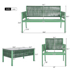 Ensemble de mobilier de patio 4 pièces, ensemble de conversation de jardin extérieur avec table en verre trempé, sièges profonds et coussins épais