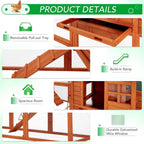 AECOJOY 144 Grand poulailler avec enclos, clapier en bois, cage pour volaille