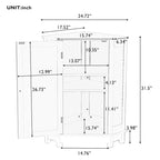 Armoire de salle de bain d'angle triangulaire avec étagère style moderne - 17,5 L x 17,5 l x 31,4 H