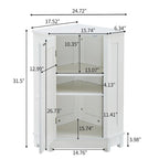 Armoire de salle de bain d'angle triangulaire avec étagère style moderne - 17,5 L x 17,5 l x 31,4 H