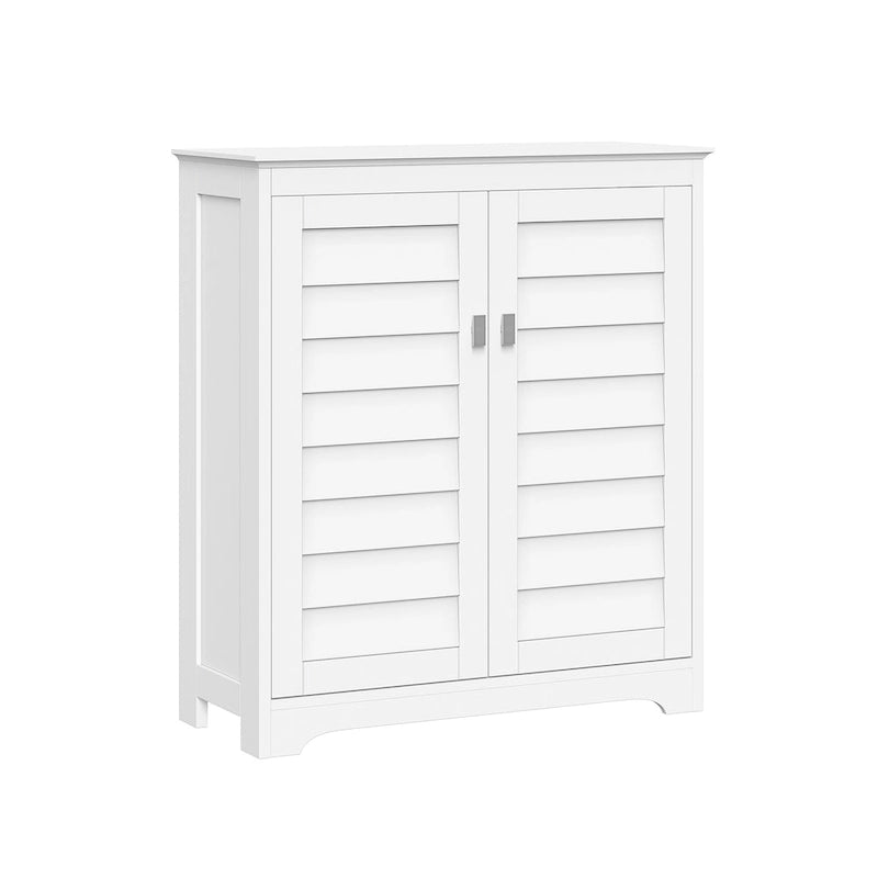Meuble de rangement et organisateur de salle de bain et buanderie à deux portes avec étagères réglables - Blanc