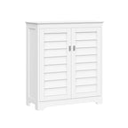 Meuble de rangement et organisateur de salle de bain et buanderie à deux portes avec étagères réglables - Blanc