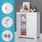Meuble de rangement et organisateur de salle de bain et buanderie à deux portes avec étagères réglables - Blanc