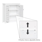 Meuble de rangement et organisateur de salle de bain et buanderie à deux portes avec étagères réglables - Blanc