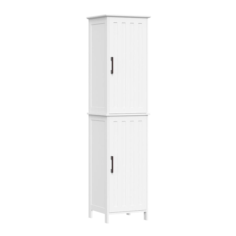 Meuble haut de rangement de salle de bain avec portes et étagères réglables - Blanc
