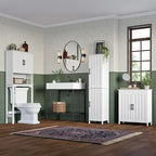 Meuble haut de rangement de salle de bain avec portes et étagères réglables - Blanc