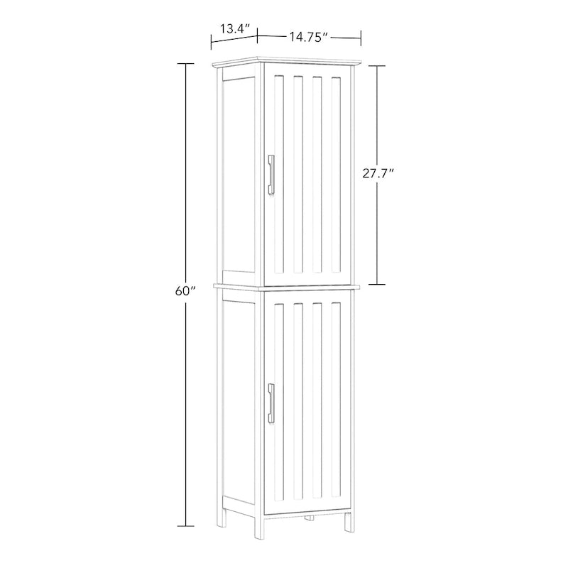 Meuble haut de rangement de salle de bain avec portes et étagères réglables - Blanc