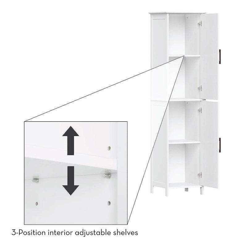 Meuble haut de rangement de salle de bain avec portes et étagères réglables - Blanc