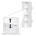 Meuble haut de rangement de salle de bain avec portes et étagères réglables - Blanc