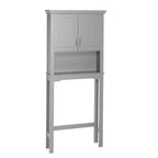 Meuble de rangement mural de salle de bain avec étagère réglable à placer au-dessus des toilettes – Gris