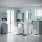 Meuble de rangement mural de salle de bain avec étagère réglable à placer au-dessus des toilettes – Gris