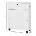 Meuble de rangement pour papier toilette, Meuble de salle de bain fin avec 4 roulettes, Petite armoire de salle de bain avec trous pour papier