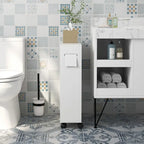 Meuble de rangement pour papier toilette, Meuble de salle de bain fin avec 4 roulettes, Petite armoire de salle de bain avec trous pour papier