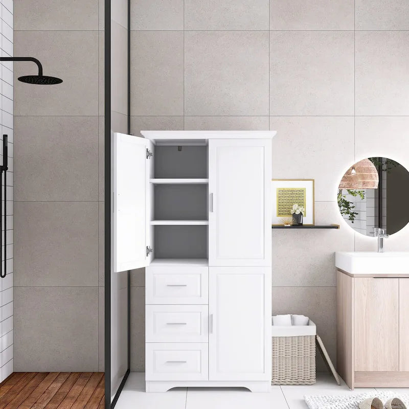 Armoire de rangement avec portes et trois tiroirs, 81 cm (32 po) l. x 183 cm (72 po) H
