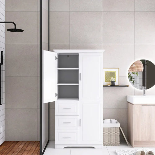 Armoire de rangement avec portes et trois tiroirs, 81 cm (32 po) l. x 183 cm (72 po) H