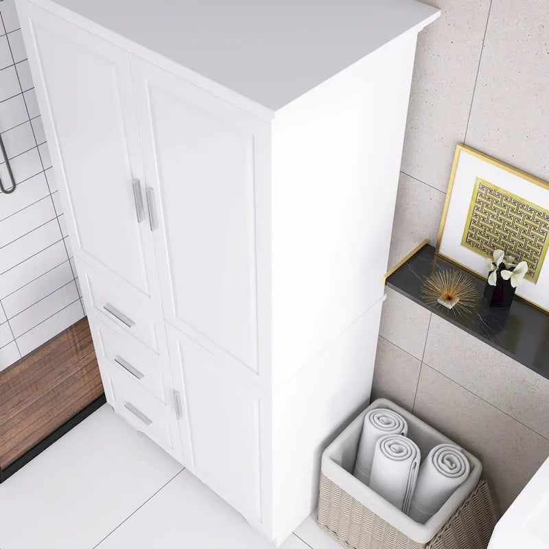 Armoire de rangement avec portes et trois tiroirs, 81 cm (32 po) l. x 183 cm (72 po) H