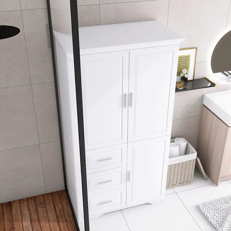 Armoire de rangement avec portes et trois tiroirs, 81 cm (32 po) l. x 183 cm (72 po) H