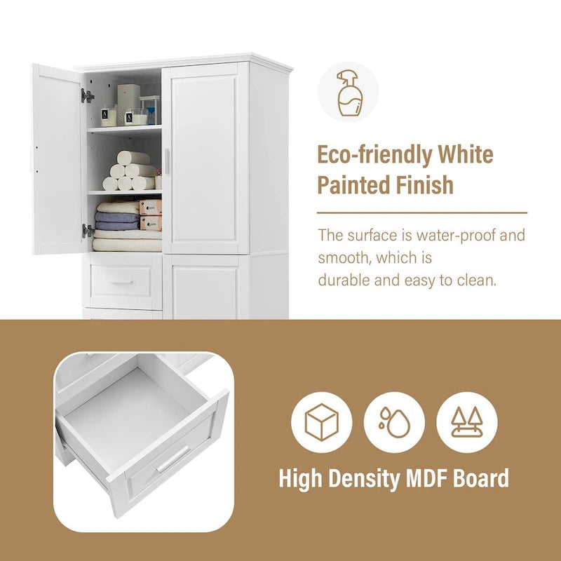 Armoire de rangement avec portes et trois tiroirs, 81 cm (32 po) l. x 183 cm (72 po) H