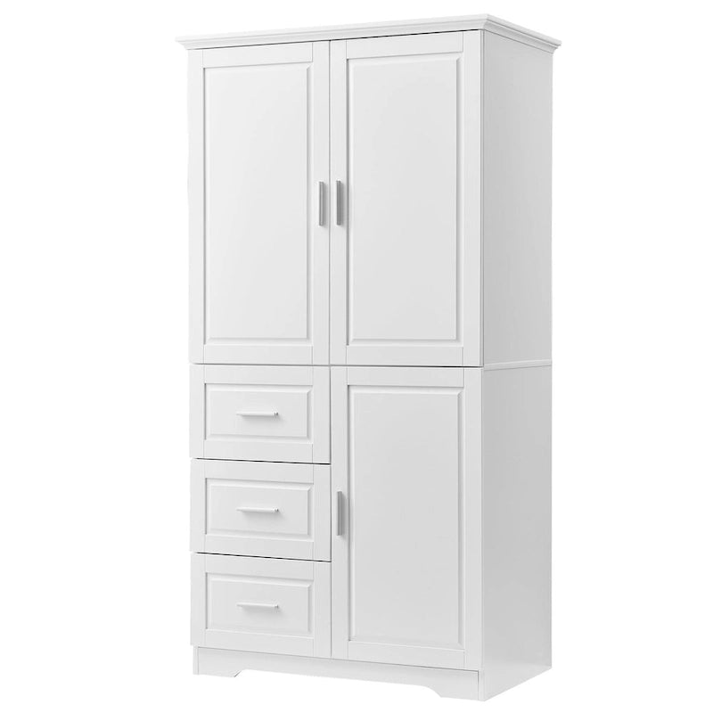 Armoire de rangement avec portes et trois tiroirs, 81 cm (32 po) l. x 183 cm (72 po) H
