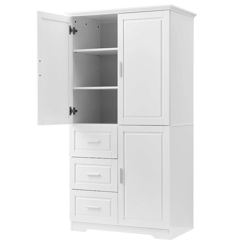 Armoire de rangement avec portes et trois tiroirs, 81 cm (32 po) l. x 183 cm (72 po) H